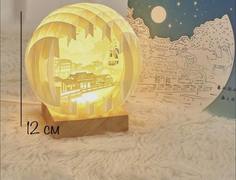 Декоративный светильник деревянный шар "Город на реке" No Brand