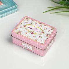 Шкатулка металл Цветочный прованс МИКС 3х7,5х5,5 см No Brand