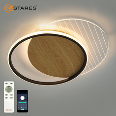 Люстра Estares Amato wood светодиодная диммируемая с пультом 60W-APP-400x505x52