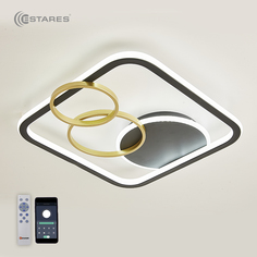 Люстра управляемая светодиодная Estares Mensola 90W S-APP-450x450x60-black/gold/white