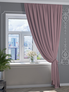 Штора Портьера 1001 ШТОРА, Канвас, 250х200см, Пыльно-розовый, для гостиной, спальни