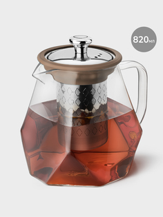Чайник заварочный стеклянный с металлическим ситом APOLLO "Grape-Shape" 820мл коричневый