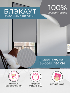 Рулонная штора DECOFEST BLACKOUT / БЛЭКАУТ Плайн Серый 75 x 160