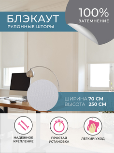 Рулонная штора DECOFEST BLACKOUT / БЛЭКАУТ Плайн Белый 70 x 250