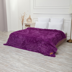 Плед SuhomTex 220х240 на кровать евро пушистый фиолетовый No Brand
