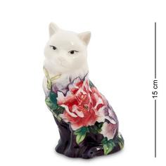 Фигурка декоративная Pavone, Кошка, 15 см, белый, с красным цветком
