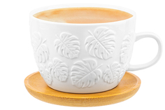 Чашка для капучино и кофе латте Elan Gallery Тропики на деревянной подставке 500 мл