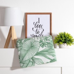 Плед Экономь и Я Тропические листья 150*180 см, пл.160 г/м2, 100% п/э