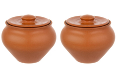 Набор 2-х горшков 0,9 л Elan Gallery TerraCotta с крышкой, для запекания, терракота