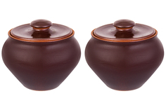Набор 2-х горшков 0,9 л Elan Gallery TerraCotta с крышкой, для запекания, шоколад