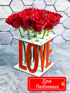 Декоративная подставка для цветов с пробирками, ваза PORT IMPORT с надписью "LOVE"
