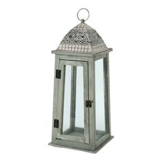 Подсвечник-фонарь Dekor pap WT0465/1 большой серый дерево-стекло
