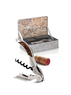Штопор-нарзанник для вина механический в подарочной коробке серебристый No Brand