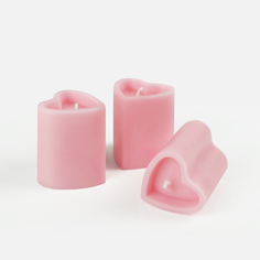 Свеча сердце интерьерная декоративная VENEW набор 3 шт розовый