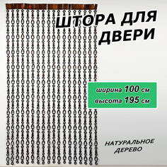 Штора на дверь ЛОАРТ деревянная "Мишки", размер 100х195см, цвет Венге
