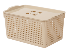 Корзинка для хранения Violet Лофт 5,3л с крышкой, набор 3шт, цвет латте