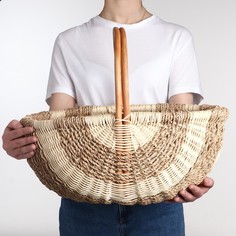 Корзина плетеная, 46х39х20/38 см, ротанг, морские водоросли No Brand