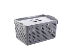 Корзинка для хранения Violet Лофт 5,3л с крышкой, набор 3шт, цвет серый