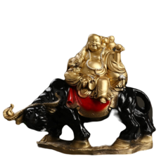 Фигура "Хоттей на буйволе" красное золото 46х22х37см Хорошие сувениры