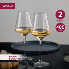 Бокалы стеклянные, набор бокалов для вина APOLLO "Sun" 400 мл 2 пр. SUN-01-02