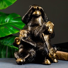 Копилка "Обезьяны: всё слышу, всё вижу, всё скажу" бронза, 30см Хорошие сувениры