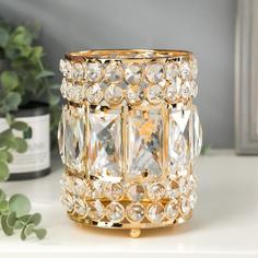 Подсвечник прямоугольники и круги, золото 15х11х11 см No Brand