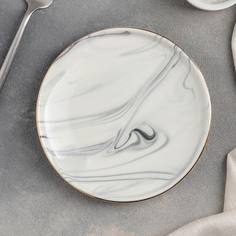 Тарелка обеденная «Мрамор», 15 см, цвет серый No Brand