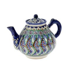 Чайник Риштанская Керамика "Узоры", 1600 мл, синий микс No Brand