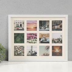 Фоторамка МДФ на 12 фото 10х10 см Слайды белая 40х51х2 см No Brand