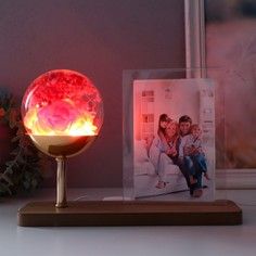 Фоторамка дерево 9х13 см с подсветкой Розы в шаре на подставке USB 25,8х9,5х18 см No Brand