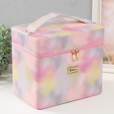 Шкатулка кожзам с зеркалом Этажи. Розовый рассвет 27х18х24 см No Brand