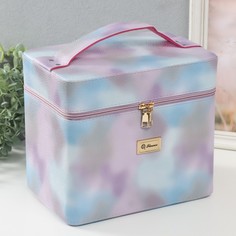 Шкатулка кожзам с зеркалом Этажи. Сиреневый туман 27х18х24 см No Brand