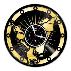 Часы из виниловой пластинки (c)VinylLab-Бокалы пива с золотой подложкой