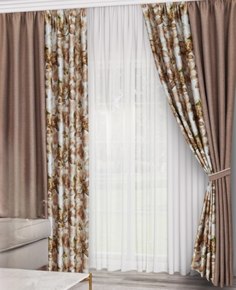 Комплект штор Кирико Рогожка, 300х270 см 2 шторы 150х270 см коричневые No Brand