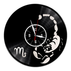 Настенные часы из винила (c) VinylLab Знак зодиака Скорпион с серебряной подложкой