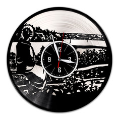 Часы из виниловой пластинки (c)VinylLab-Зеркало Тарковский с серебряной подложкой