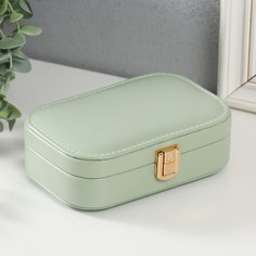 Шкатулка кожзам для украшений Эмори зелёная 15х10х4,5 см No Brand