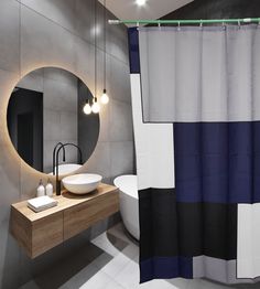 Штора для ванной комнаты СТК 20106 с кольцами Квадрат синий