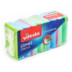 Губки Vileda Colors для посуды поролон абразивный слой 4 шт