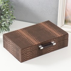 Шкатулка дерево кожзам Кофейный питон 25х15х6,5 см No Brand