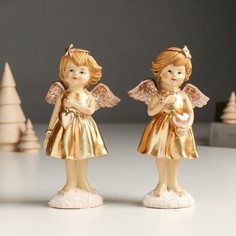 Сувенир полистоун Девочка-ангел в золотом платье, с сердцем 9498886 No Brand