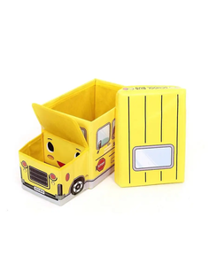 Короб для хранения игрушек Автобус 2 отделения 00109093 желтый 55х25х31 см No Brand