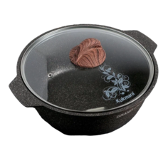 Кастрюля-жаровня Granit ultra original, 4 л, стеклянная крышка, антипригарное покрытие No Brand