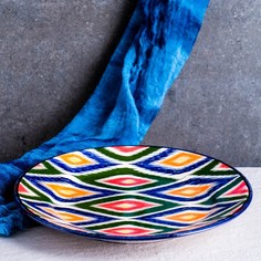 Тарелка Риштанская Керамика Атлас, разноцветная, плоская, 25 см No Brand