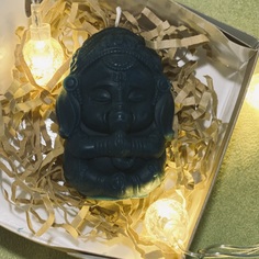 Интерьерная свеча декоративная слоник Ганеша, темно зеленый No Brand