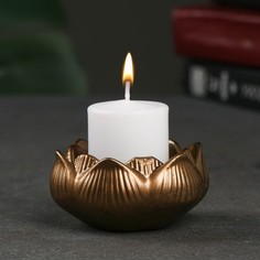 Подсвечник "Цветок Лотос" бронза, 8х8х4см (2 шт) No Brand