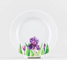 Тарелка фарфоровая мелкая Дулёво 111292 "Ирисы" гладкий край 175 мм Дулево