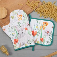 Набор кухонный Этель "Маки" варежка-прихватка 20х28см, прихватка 19х19с