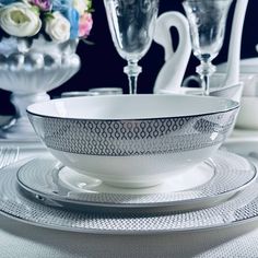 Набор 6 штук Салатник Lenardi Севилья серебро 18см, костяной фарфор