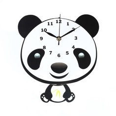 Часы настенные, серия: Детские, "Панда", с маятником, 22 х 26 см No Brand